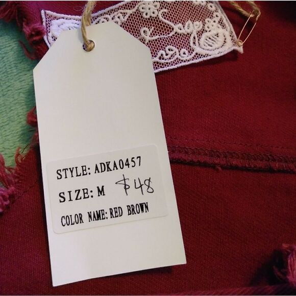 NWT Sadie & Sage Red Distressed Denim Dress - Picture 6 of 7